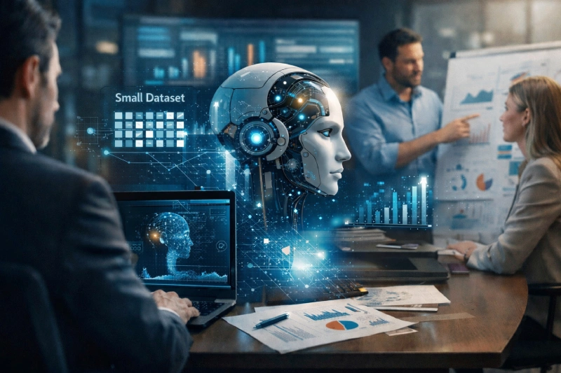 Implementar IA no requiere bases de datos infinitas, sino las estrategias correctas para transformar datos limitados en decisiones inteligentes.